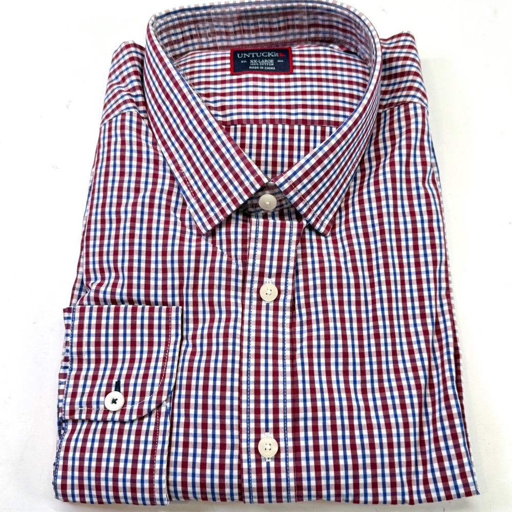 UNTUCKit Amberhill Gingham Button Down Long Sleeve Shirt‎ Regular Fit XXL NEW